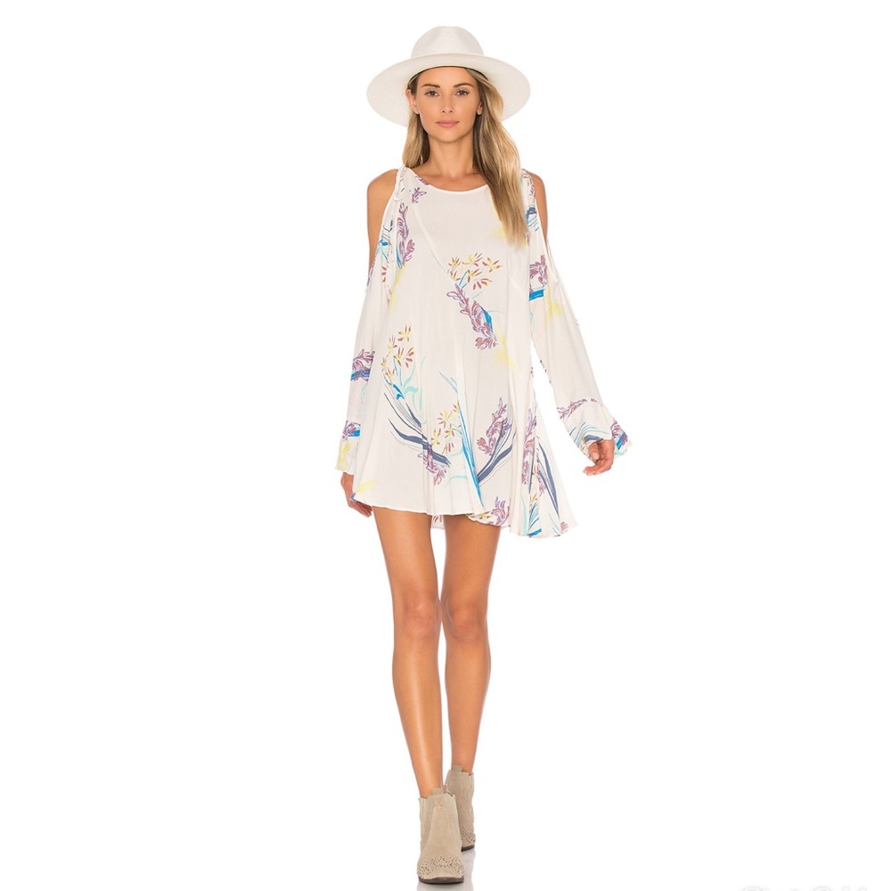 FREE PEOPLE Clear Skies Cute Dress Cold Shoulder